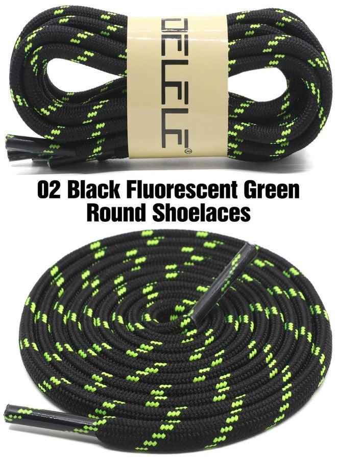 DELELE Round Work Boot Laces: 39 inch Black Fluorescent Green Heavy Duty Hiking Shoe Laces for Boots 2 Pair - Image 2